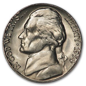 1954-S Jefferson Nickel BU 1954-S Jefferson Nickel BU